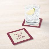 Weltfrieden | Minimaler Weihnachts-Carol-Untersetz Rechteckiger Pappuntersetzer (Vor Ort)