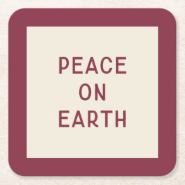 Weltfrieden | Minimaler Weihnachts-Carol-Untersetz Rechteckiger Pappuntersetzer