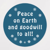 Weltfrieden Minimalistische Blaue Schneeflocken Etiketten (Design 1)