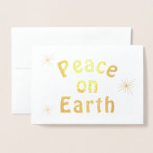 Weltfrieden Minimalistischer Goldtext Folienkarte (Vorderseite mit Umschlag)