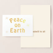 Weltfrieden Minimalistischer Goldtext Folienkarte (Anzeige)