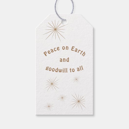 Weltfrieden Minimalistischer Goldtext Geschenkanhänger (Vorderseite)