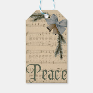 Weltfrieden mit Bow und Bells-Geschenk-Tag Geschenkanhänger