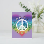 Weltfrieden mit religiösen Symbolen Postkarte (Stehend Vorderseite)