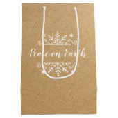 Weltfrieden mit Schneeflocke Mittlere Geschenktüte (Rückseite)