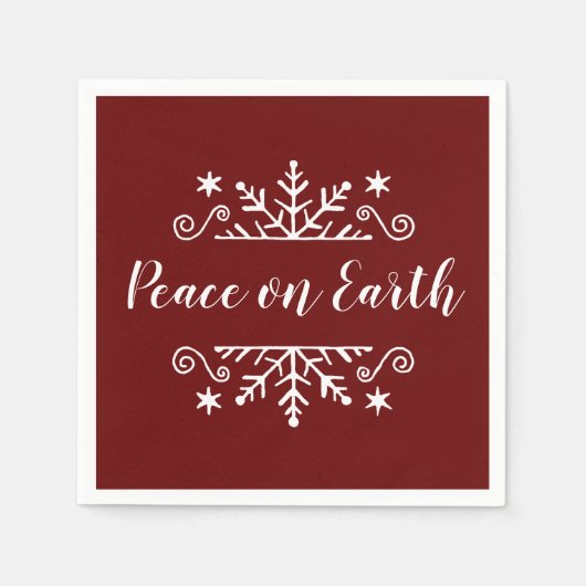 Weltfrieden mit Schneeflocke Serviette (Vorderseite)
