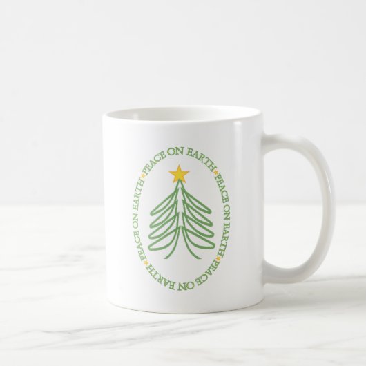 Weltfrieden Moderner Ferienbaum und Zitat Kaffeetasse (Rechts)