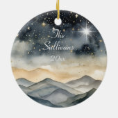 Weltfrieden Mountain Sky Star Familienname Keramik Ornament (Hinten)