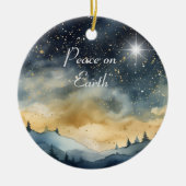 Weltfrieden Mountain Sky Star Familienname Keramik Ornament (Vorne)