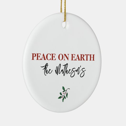 Weltfrieden NAME Dove Holly Red Green Keramik Ornament (Rechts)