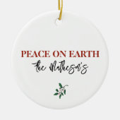 Weltfrieden NAME Dove Holly Red Green Keramik Ornament (Vorne)