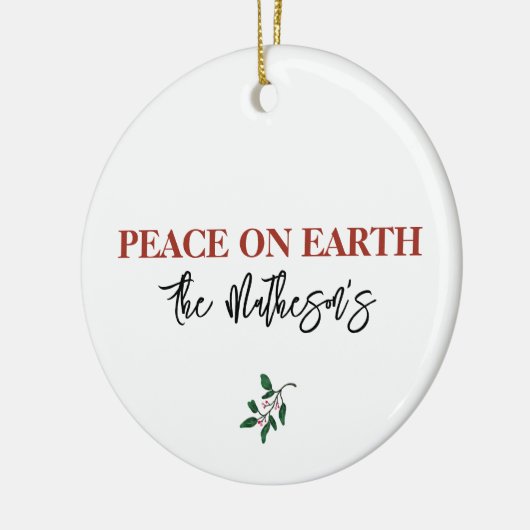 Weltfrieden NAME Dove Holly Red Green Keramik Ornament (Links)