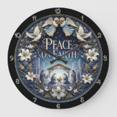 Weltfrieden Nativity Angel Große Wanduhr (Vorderseite)