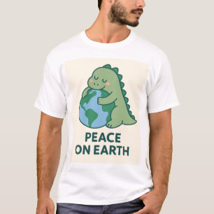 Weltfrieden - Niedlicher grüner Dinosaurier, der d T-Shirt