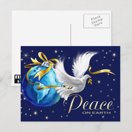 Weltfrieden. Peace Dove Christmas Feiertagspostkarte (Vorne/Hinten)