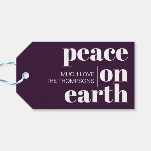 Weltfrieden Personalisiert Moderne Weihnachten Geschenkanhänger (Rückseite Horizontal)