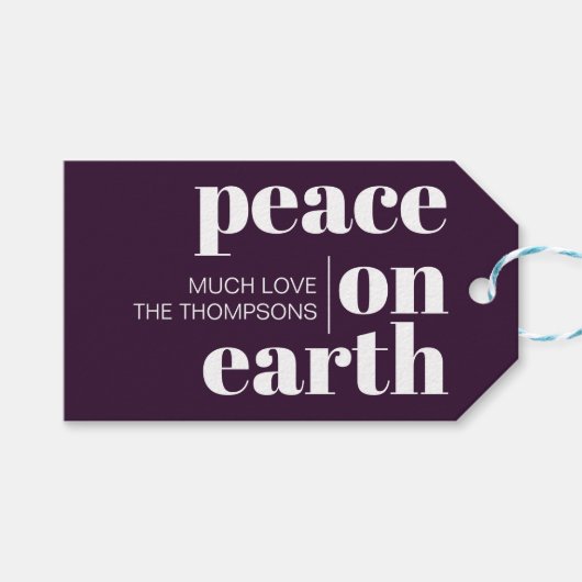 Weltfrieden Personalisiert Moderne Weihnachten Geschenkanhänger (Vorderseite (Horizontal))