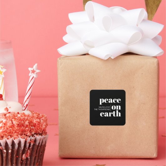 Weltfrieden Personalisiert Moderne Weihnachten Quadratischer Aufkleber (Party)
