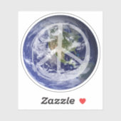 Weltfrieden Planet im Weltraum Symbol-Zeichen Aufkleber (Blatt)
