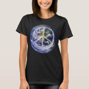 Weltfrieden Planet im Weltraum Symbol-Zeichen T-Shirt