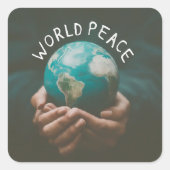 Weltfrieden Quadratischer Aufkleber (Vorderseite)