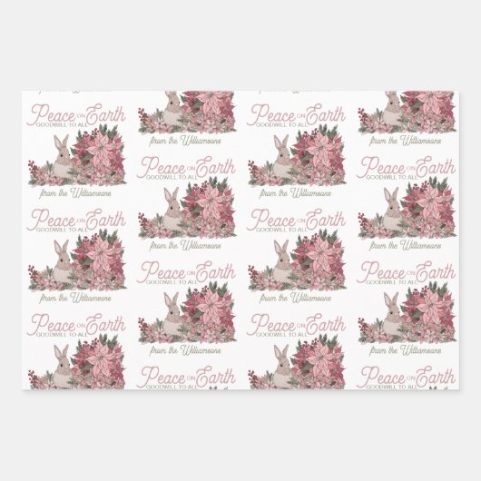 Weltfrieden Rabbit in Blume Weihnachten Geschenkpapier Set (Vorderseite 2)