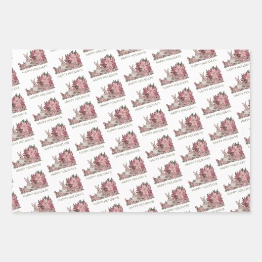 Weltfrieden Rabbit in Blume Weihnachts-Wrappin Geschenkpapier Set (Vorderseite 3)