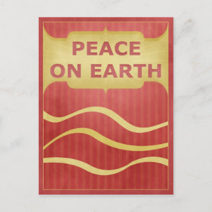Weltfrieden Red Gold Elegante Postkarte