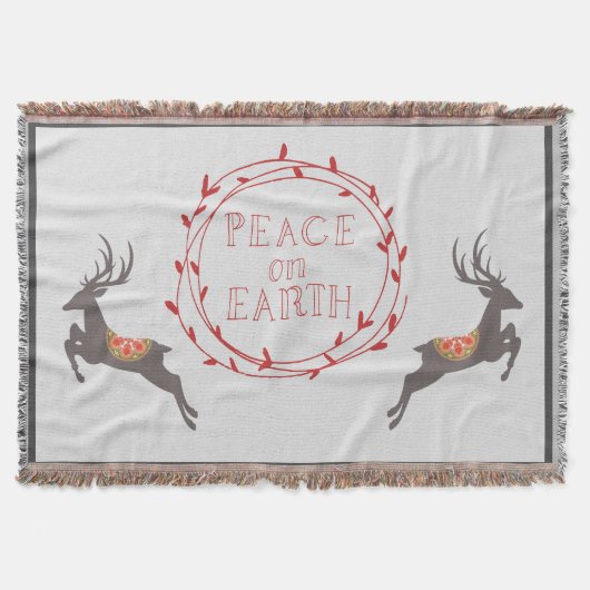 Weltfrieden Reindeer Holiday Decke (Vorderseite)