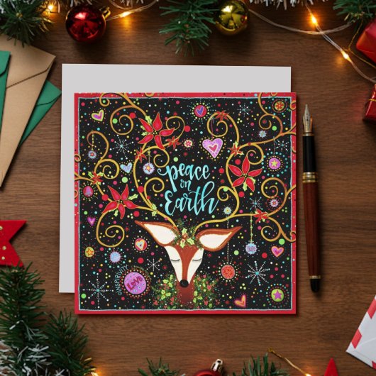 Weltfrieden Reindeer Weihnachtsfest Feiertagskarte