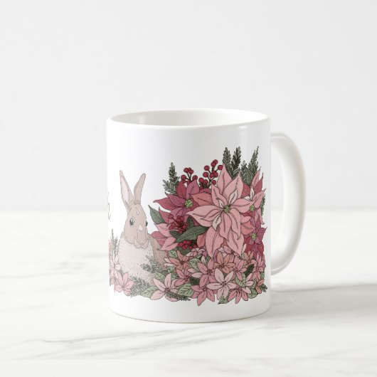 Weltfrieden Rosa Blume und Kaninchen Kaffeetasse (VorderseiteRechts)