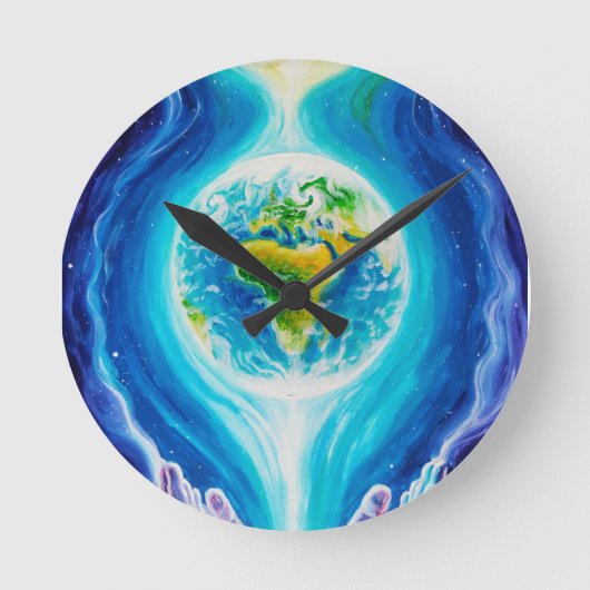 Weltfrieden Runde Wanduhr (Vorderseite)