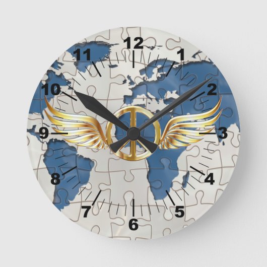Weltfrieden Runde Wanduhr (Vorderseite)
