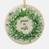 Weltfrieden Rustikale Boxwood Wasserfarben Urlaub Keramik Ornament (Vorne)