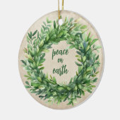 Weltfrieden Rustikale Boxwood Wasserfarben Urlaub Keramik Ornament (Links)