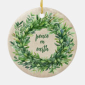 Weltfrieden Rustikale Boxwood Wasserfarben Urlaub Keramik Ornament (Hinten)