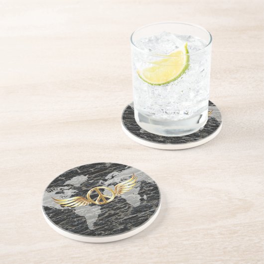 Weltfrieden Sandstein Untersetzer (Seite)