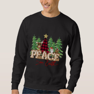 Weltfrieden Santa Reindeer Buffalo Karierter Baum Sweatshirt