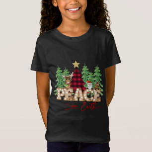 Weltfrieden Santa Reindeer Buffalo Karierter Baum T-Shirt