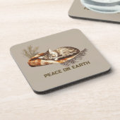 Weltfrieden Schlafen Kitten Blanket Getränkeuntersetzer (Linke Seite)