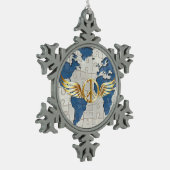 Weltfrieden Schneeflocken Zinn-Ornament (Links)