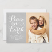 Weltfrieden Schönes Script Grau Foto Feiertagskarte (Vorderseite)