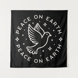 Weltfrieden schwarz wandteppich