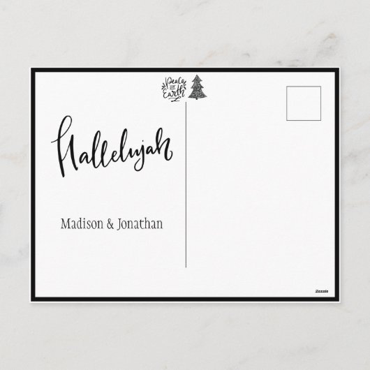 Weltfrieden Script Schwarz-weiß Holiday Postkarte (Rückseite)