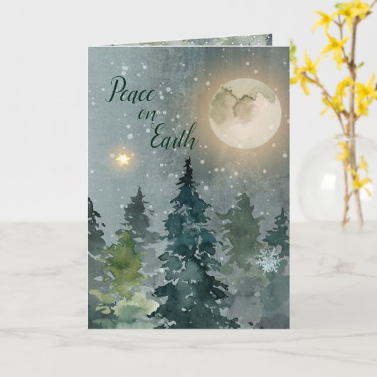 Weltfrieden Scripture Foto Forest Weihnachten Karte (Gelbe Blume)