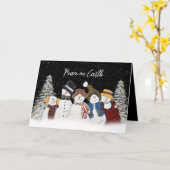 Weltfrieden Snowmen in Schneeflocken Karte (Gelbe Blume)