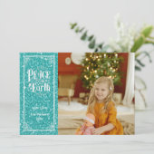 Weltfrieden Sparkling Blue Glitzer Weihnachten (Stehend Vorderseite)