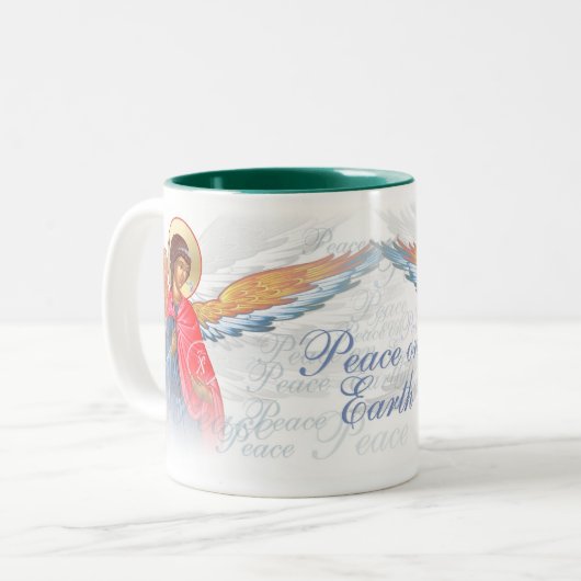 "Weltfrieden" Tasse mit Engeln (Vorderseite Links)