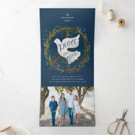 Weltfrieden-Taube auf Friedenszeichen-Kranz Dreifach Gefaltete Ankündigung