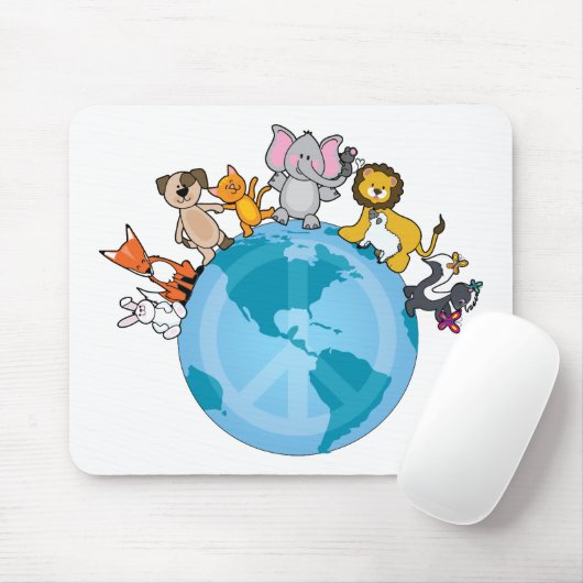 Weltfrieden-Tiere Mousepad (Mit Mouse)